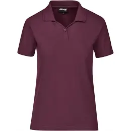 Ladies Basic Pique Golf Shirt Dark Red Front